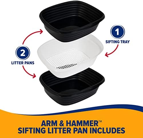 Arm & Hammer Large Sifting Litter Box Scoop Free Cat Litter Tray with Microban, Made in USA