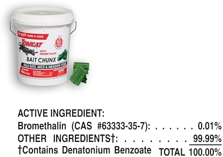 Tomcat with Bromethalin Bait Chunx Pail, Rat and Mice Control for Agricultural Use and Professional Applicators, 4 lbs.