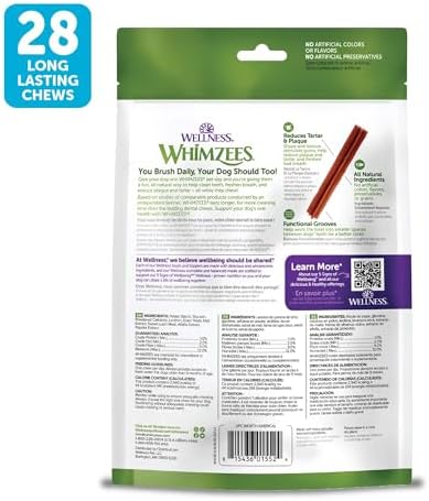 Whimzees Wellness Stix Dog Dental Treats, Natural Chews, Small Size Stick, (28 Count)