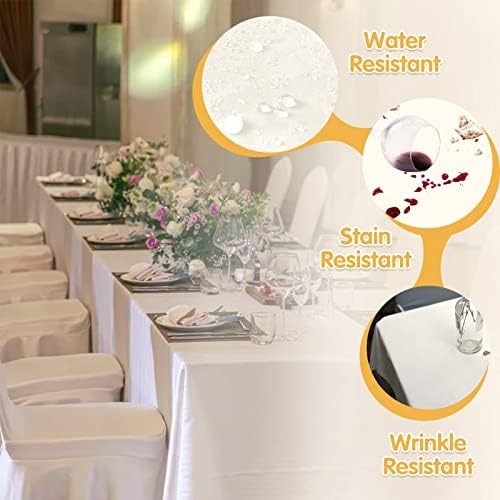 BRILLMAX 6 Pack Ivory Tablecloths for 6 Foot Rectangle Tables 60 x 102 Inch - 6ft Rectangular Bulk Linen Polyester Fabric Washable Cloth Cover for Wedding Reception Banquet Birthday Party