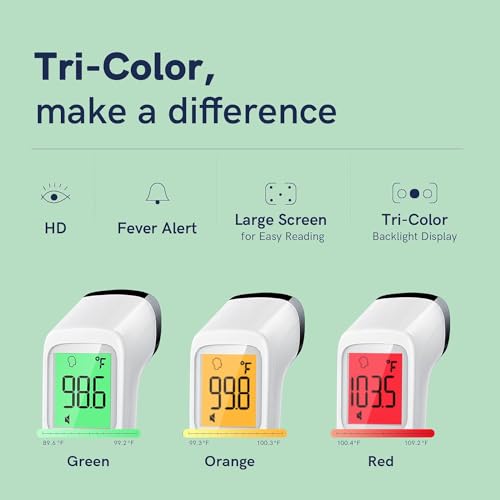Digital Thermometer for Adults and Kids, Forehead No-Touch Thermometer with Fever Alarm, Accurate and Easy-to-use Thermometer for Home use