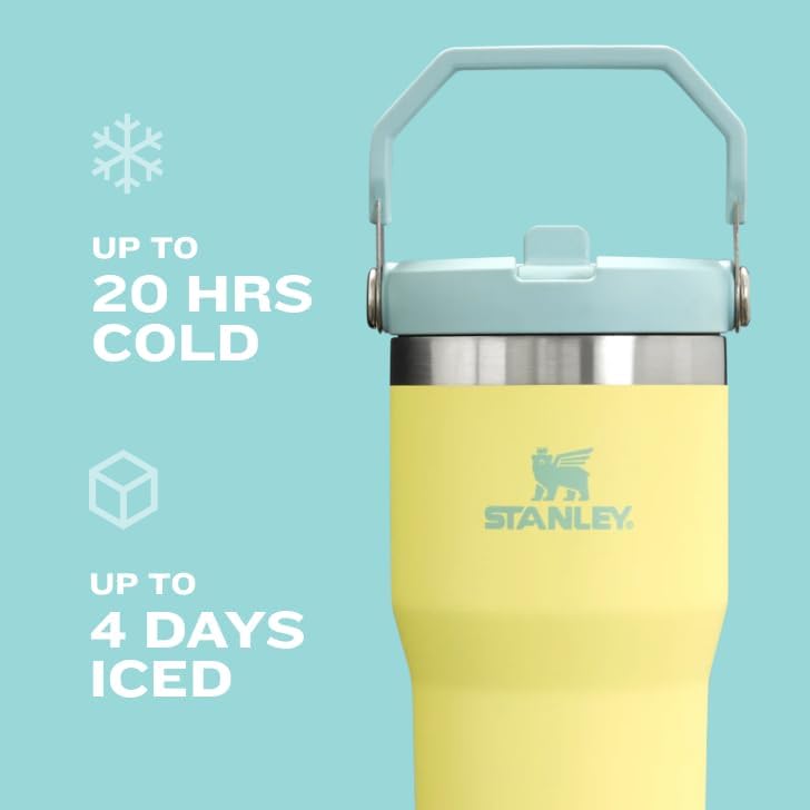 STANLEY IceFlow Stainless Steel Tumbler with Straw - Vacuum Insulated Water Bottle for Home, Office or Car - Reusable Cup with Straw Leak Resistant Flip - Cold for 12 Hours or Iced for 2 Days (Cream)