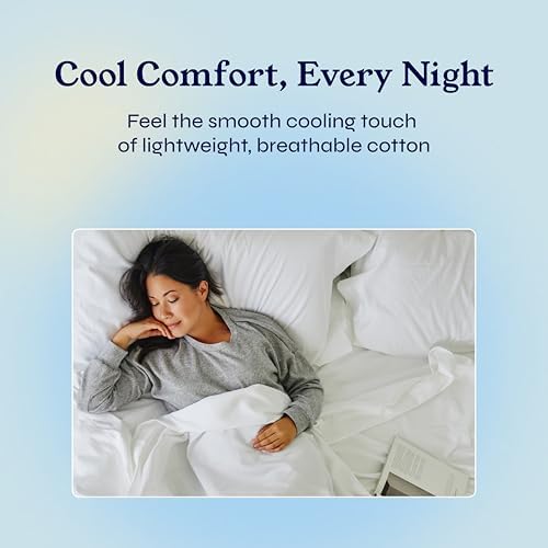 California Design Den Natural 100% Cotton Sheets Queen Size Bed Set - Soft 400 Thread Count Sateen, Queen Sheets, Deep Pockets with All Around Elastic for a Snug Fit, Cool & Durable Bedding - White