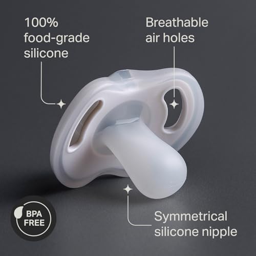 Tommee Tippee Ultra-light Pacifier, 6-18m, 4 Pack, Symmetrical One-Piece Design, BPA-free Silicone Binkies, Lightweight, Breathable Air Holes, Newborn Baby Pacifiers