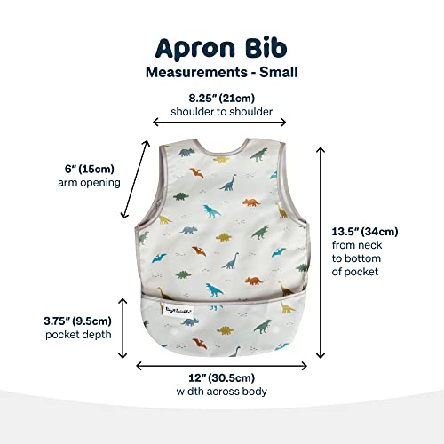 Tiny Twinkle Mess Proof Baby Bib - Waterproof & Lightweight Baby-Led Weaning Apron | 100% Recycled Polyester, Easy Clean & Machine Washable (Dinosaur, Small 6-24 Months)