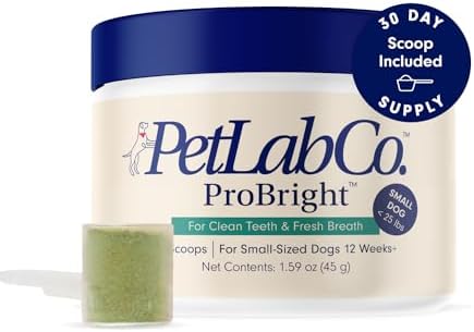 PetLab Co. ProBright Dental Powder - Dog Breath Freshener - Teeth Cleaning Made Easy – Targets Tartar & Bad Breath - Formulated for Small Dogs - Packaging May Vary