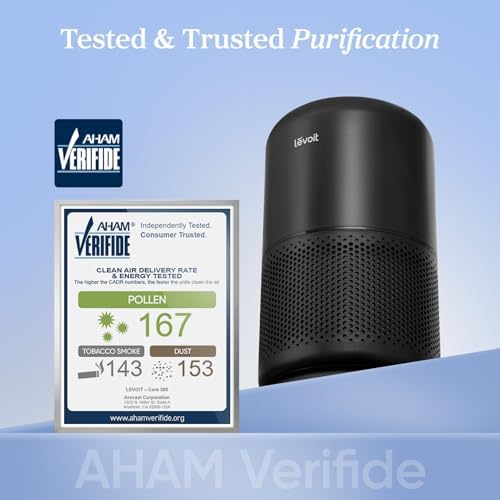 LEVOIT Air Purifier for Home Allergies Pet Hair in Bedroom, Covers Up to 1073 ft² by 56W High Torque Motor, AHAM VERIFIDE, 3-in-1 Filter with HEPA Sleep Mode, Remove Dust Smoke Odor, Core300-P, Black