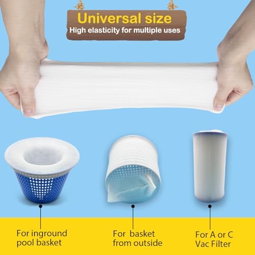 50 Pack Pool Filter Socks for Pool Skimmer, Pool Skimmer Socks for Inground Pool Or Above Ground Pool Filter, Ultra Fine Mesh Screen Liner Skimmer Basket Sock Scum Sock Saver, Debris Leaves Catcher