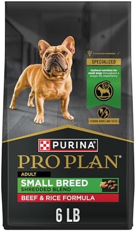 Purina Pro Plan Small Breed Dry Dog Food, Shredded Blend Beef and Rice Formula With Guaranteed Live Probiotics - 6 lb. Bag
