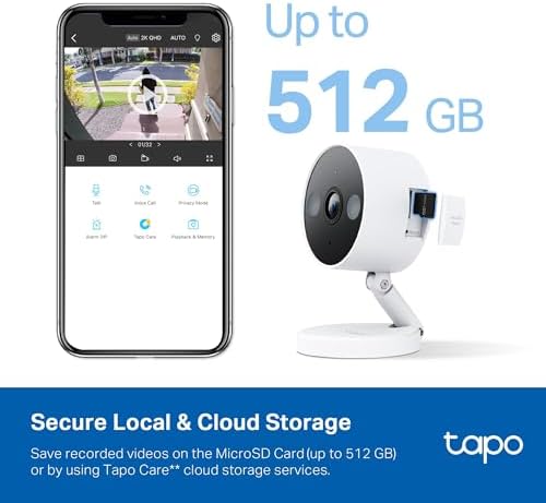 Tapo by TP-Link 2K QHD Security Camera Indoor/Outdoor, 2024 PCMag Editor's Choice, Color Night Vision, Free Person/Pet/Vehicle Detection, Baby Monitor, Local/Cloud Storage, IP66, Dual-Spotlight(C120)