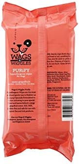 Wags & Wiggles Purify Hypoallergenic Wipes for Dogs, Zesty Grapefruit Scent - Scented Dog Wipes Gently Clean & Condition Your Dog's Coat Without A Bath, 100 Count - 12 Pack