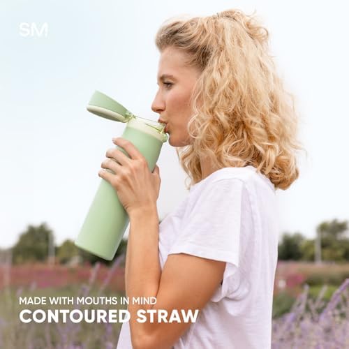 Simple Modern Mesa Loop Water Bottle with Straw | 24oz Cup Holder Friendly Insulated Stainless Steel Bottles for Travel, Sports and School | Midnight Black