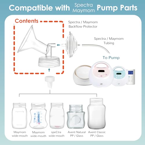 Maymom Wide Neck Pump Part Compatible with Spectra S1/S2 Pumps; Incl Wide Mouth Flange; Not Original Spectra Flange; Replaces Shield (19 mm Two Flanges)