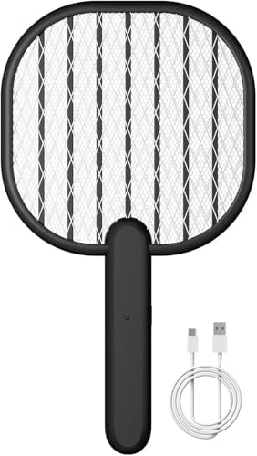 Electric Fly Swatter Bug Zapper: 3500V Mosquito Killer Racket with USB Rechargeable Insect Trap Pest Control Handheld Lightweight 5-Layer Safety Mesh for Indoor Home Office Backyard Patio Camping