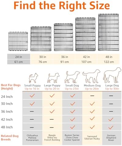 Amazon Basics Foldable Octagonal Metal Exercise Dog Playpen - Indoor/Outdoor, No Door, Extra Small (8 Panels, 24 x 24), Easy to assemble, store, and customize, 24" - Puppy, Black