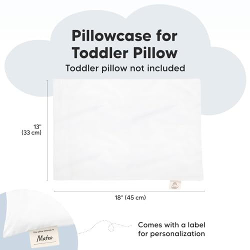KeaBabies Toddler Pillowcase 13"x18" - Organic Cotton Toddler Pillowcase for Kids, Boys, Girls, Soft & Durable Cotton Cover for Miniature Sleepy Pillows, Cute Colors,Pillow Sold Separately(Soft White)