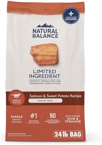 Natural Balance Limited Ingredient Adult Grain-Free Dry Dog Food, Salmon & Sweet Potato Recipe, 24 Pound (Pack of 1)