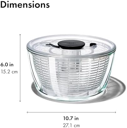 OXO Good Grips Glass Salad Spinner, Large/6.22 Quart, Clear
