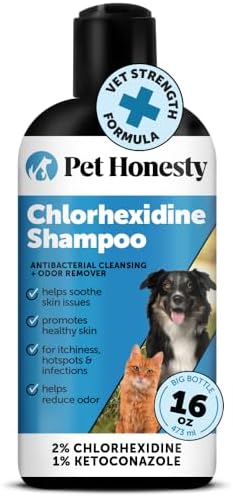 Chlorhexidine Cat & Dog Seasonal Itch Relief Shampoo, for Allergies, Itching, Skin and Coat Supplement, Helps Shedding, Hot Spots, Deodorizing Dog Shampoo & Grooming Supplies,16oz