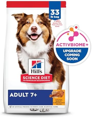Hill's Science Diet Adult 7+, Senior Adult 7+ Premium Nutrition, Dry Dog Food, Chicken, Brown Rice, & Barley, 33 lb Bag