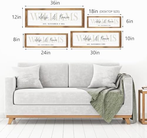 Wedding Gifts for Couples 2025, Custom Wood Sign for Bridal Shower Gift, Engagement Gift, Newlywed Gift, Personalized Framed Last Name Sign with Established Date for Home