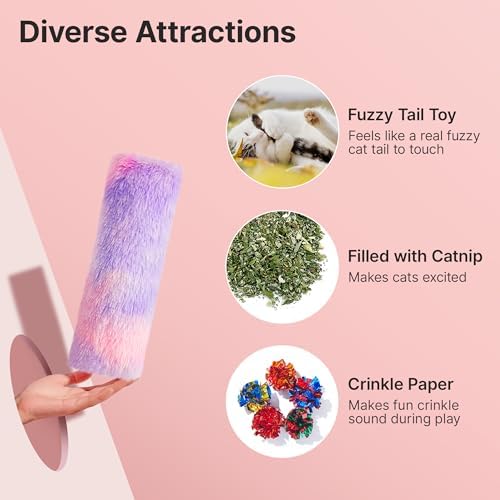 Potaroma Cat Toys Pillows, 3 Pcs, Soft and Durable Cat Crinkle Sound with Catnip Inside, Interactive Indoor Kitten Kicker, Promotes Kitty Exercise