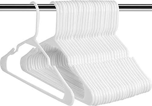 Utopia Home - Plastic Hangers 50 Pack - Space Saving Clothes Hanger - Durable and Strong Closet Organizers and Storage Makes It Ideal Apartment or Dorm Room Essentials for Girls or Guys (White)