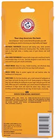 Arm & Hammer for Pets Tartar Control Kit for Dogs Contains Toothpaste, Toothbrush & Fingerbrush Reduces Plaque & Tartar Buildup, 3-Piece Kit, Banana Mint Flavor (Pack of 1)