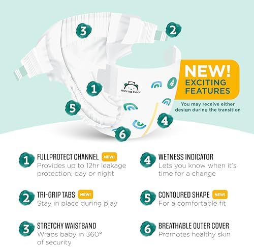 Amazon Brand - Mama Bear Gentle Touch Diapers, Size 4, 148 Count (4 packs of 37)