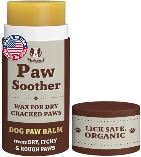 Natural Dog Company Paw Soother Balm & Wax for Dogs, Moisturizing Relief for Dry, Cracked Paws, Lick-Safe, Repairs & Heals, Protects Against Extreme Weather, Coconut Oil & Vitamin E, 2 oz Stick