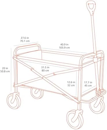 Amazon Basics Collapsible Folding Heavy Duty Utility Wagon for Outdoor Sports, 265 pounds Weight Capacity, Camping, Garden, and Shopping, 27.6 x 40.9 x 20 inches, Black