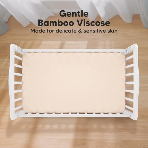 KeaBabies 2-Pack Baby Crib Sheets for Boys, Girls - 52x28 Viscose Derived from Bamboo Toddler Bed Sheets Neutral, Fitted Crib Mattress Cover for Standard Baby Bedding, Soft & Cozy (Cameo)