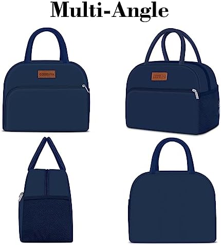 Coobiiya Lunch Bag for Men and Women - Navy Blue, Aluminum, 10.8" x 6.3" x 8.85" - Spacious, Lightweight, and Durable