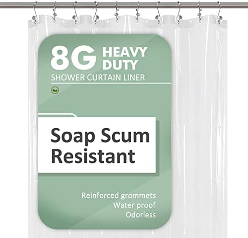 Barossa Design 60 x 72 Inches Shower Curtain Liner with 6 Weighted Magnets, Heavy Duty PEVA, 10 Grommet Holes, Waterproof, PVC Free, Clear, 60x72