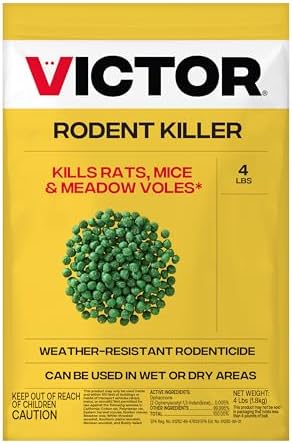 Victor Rat Poisoning for Inside & Outdoor Use - Kills Rats, Mice, Meadow Voles | Mouse Poisoning for Indoor & Outside Areas, Ready-to-Use, Yellow, M925, 4 lbs