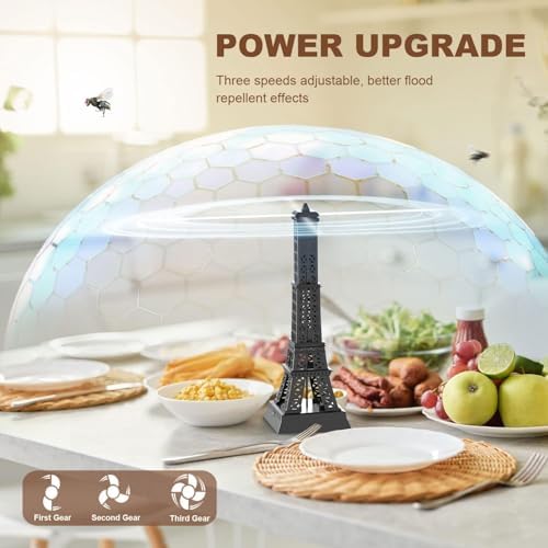 Fly Repellent Fan on Table:3 Pcs Foldable for Fly Fans Outdoor-Bug Mosquito Repellent with Holographic Blades for Patio or Food Table use Restaurant Party Barbeque