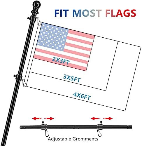 Barcetine American Flag Poles for Outside House - 5ft Tangle Free Flag Pole for House with Holder Bracket,Residential Flagpole Kit for Outdoor Porch Garage - Black