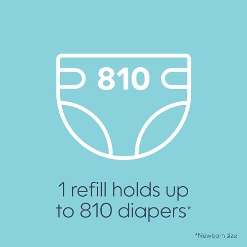 Diaper Genie Jumbo Square Refill, with Continuous Film, can Hold up to 810 Newborn-Sized Diapers per Refill.