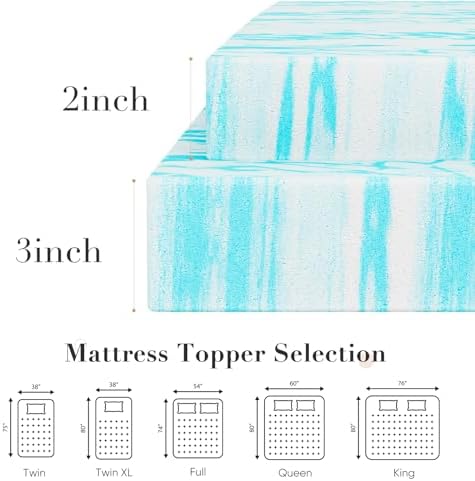 DUMOS Mattress Toppers Memory Foam Twin Size, 2 Inch Thick Bed Topper Pad Cooling Gel Infused Soft Comfy Padding Breathable for Sleeper Sofa Couch RV Camper, CertiPUR-US Certified, Blue