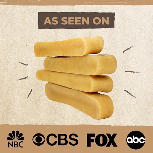 Mighty Paw Yak Cheese Dog Chews – All-Natural Long Lasting Hard Chew for Aggressive Chewers – High Protein, Odor-Free Dog Treat – 3 Ingredient Natural Yak Chews for Large Dogs – (4 Pack)