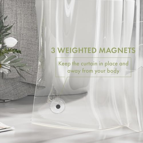 AmazerBath Long Shower Curtain Liner with 3 Magnets, 72x80 Clear Shower Curtain Liner Tall, Waterproof Plastic Shower Liner, Lightweight PEVA Shower Curtain with 12 Rustproof Metal Grommets