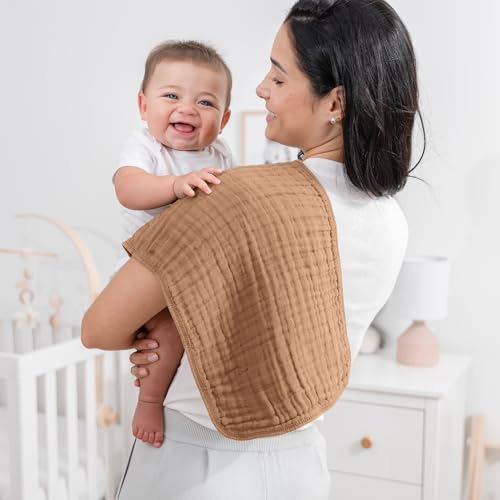 Comfy Cubs Muslin Burp Cloths 20" x 10", Pack of 10 - Large, 6-Layer, Ultra Absorbent 100% Cotton for Baby Drool and Messes - Soft, Safe & Gentle Baby Burp Cloths for Boys & Girls - Multi
