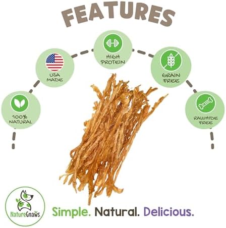 Nature Gnaws USA Turkey Tendons for Dogs (4oz) - Delicious Grain Free Reward Snack for Small, Medium & Large Breeds - Premium Natural Dog Chew Treats