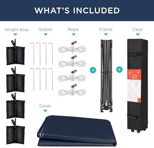 Best Choice Products 10x10ft 1-Person Setup Pop Up Canopy Tent Instant Portable Shelter w/ 1-Button Push, Case, 4 Weight Bags - Blue
