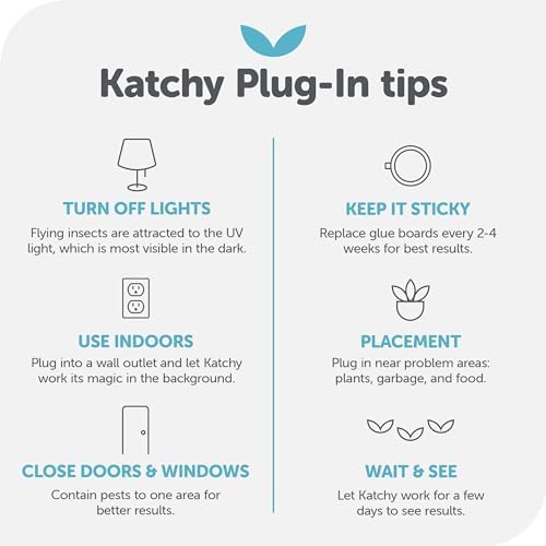 KATCHY Indoor Plug-in Insect Trap - Catcher & Killer for House Flies, Mosquitoes, Fruit Flies, Gnants, and Mosquitos - Chemical-Free, Eco-Friendly, Easy to Clean (2 Pack with 8 Glue Boards)