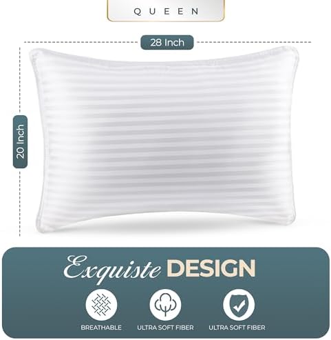 Utopia Bedding Bed Pillows for Sleeping Queen Size (White), Set of 2, Cooling Hotel Quality, for Back, Stomach or Side Sleepers