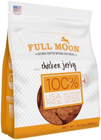 Full Moon Chicken Jerky Healthy All Natural Dog Treats Human Grade Made in USA Grain Free, 1.5 Pound (Pack of 1)