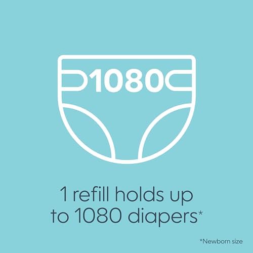 The Diaper Genie Jumbo+ Square Refill, with continuous film, can hold up to 1080 newborn-sized diapers per refill.