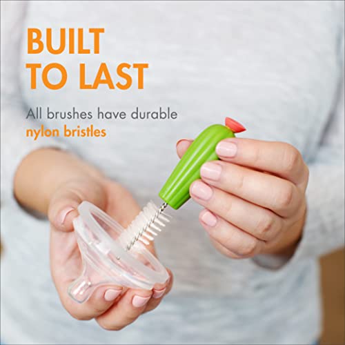 Boon Cacti Replacement Baby Bottle Brushes - Includes Bottle Cleaner Brush, Straw Cleaner Brush, Nipple Brush and Detail Brush for Baby Bottles - Newborn Essentials - Sage - 4 Count