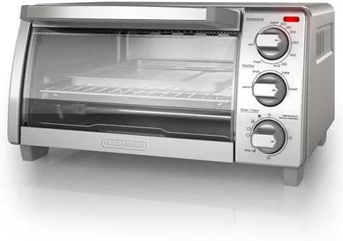 BLACK+DECKER 4-Slice Toaster Oven with Easy Steam Compact Iron, Nonstick Plate, SmartSteam, Anti-Drip